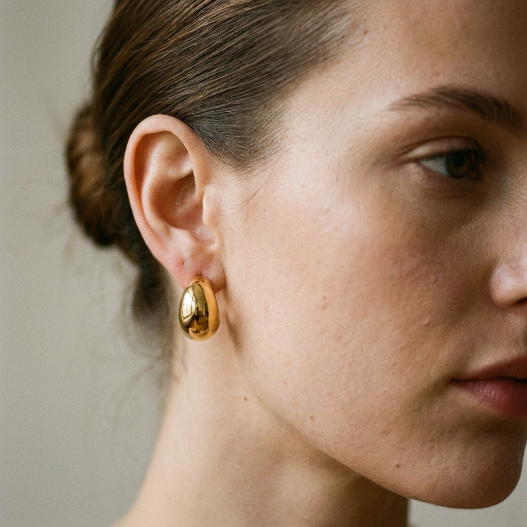 PENDIENTES DE ACERO PLATEADO ABOMBADOS
