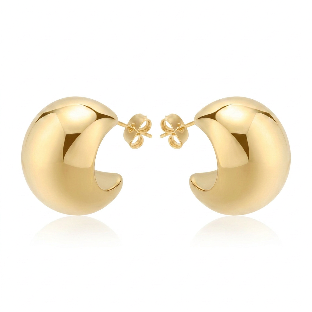 PENDIENTES DE ACERO PLATEADO ABOMBADOS