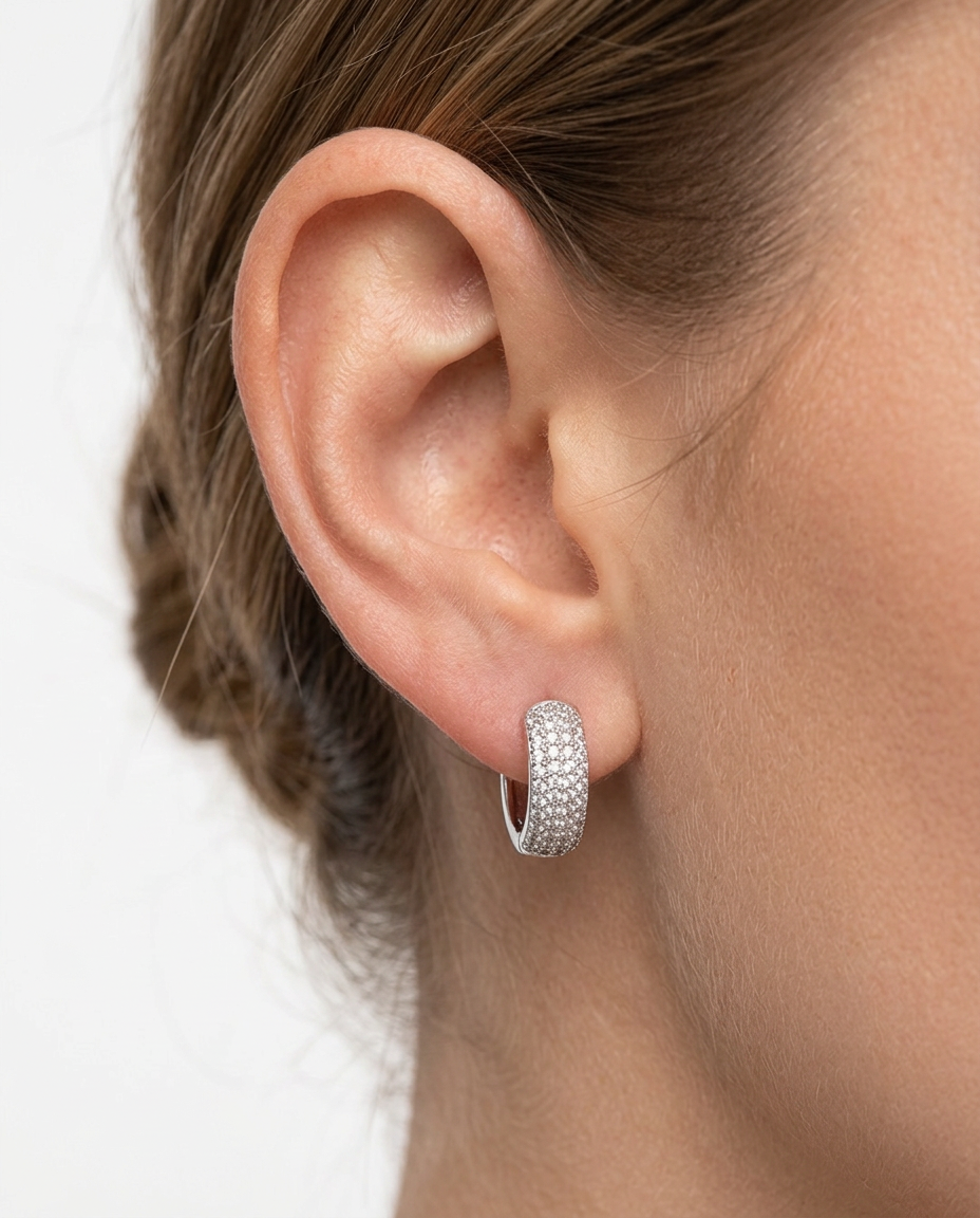 PENDIENTES DE ACERO AROS PAVÉ CIRCONITAS