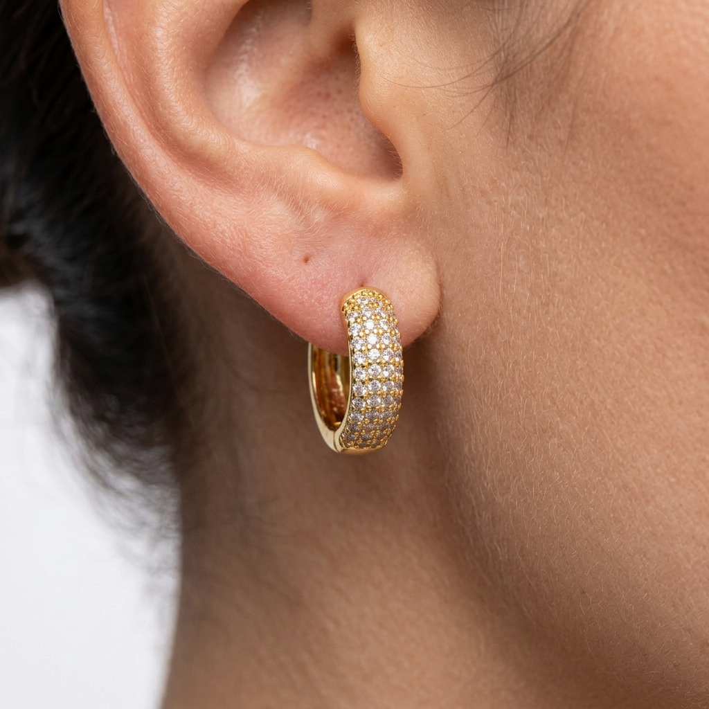PENDIENTES DE ACERO AROS PAVÉ CIRCONITAS