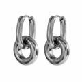 PENDIENTES DE ACERO PLATEADO DOBLE ESLABÓN