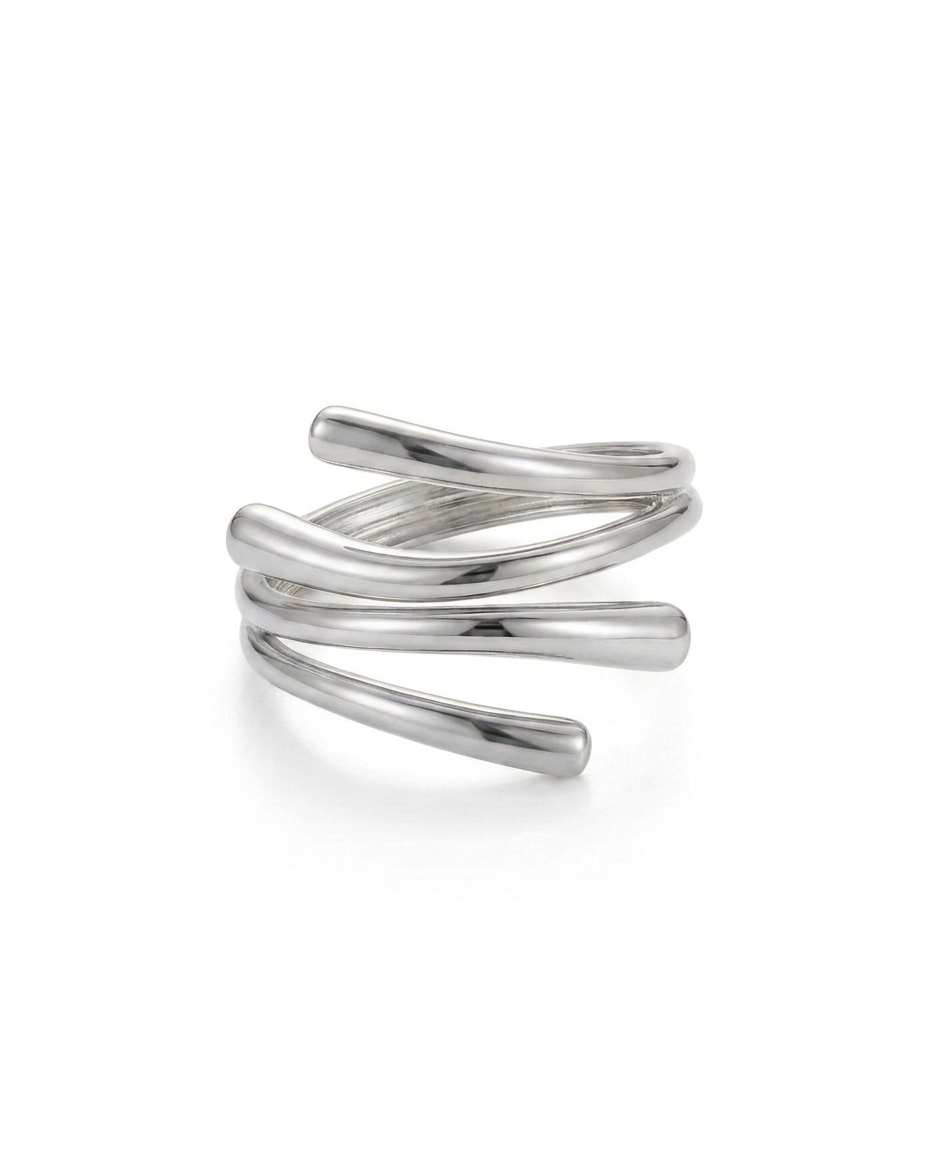 ANILLO DE ACERO PLATEADO ESPIRAL