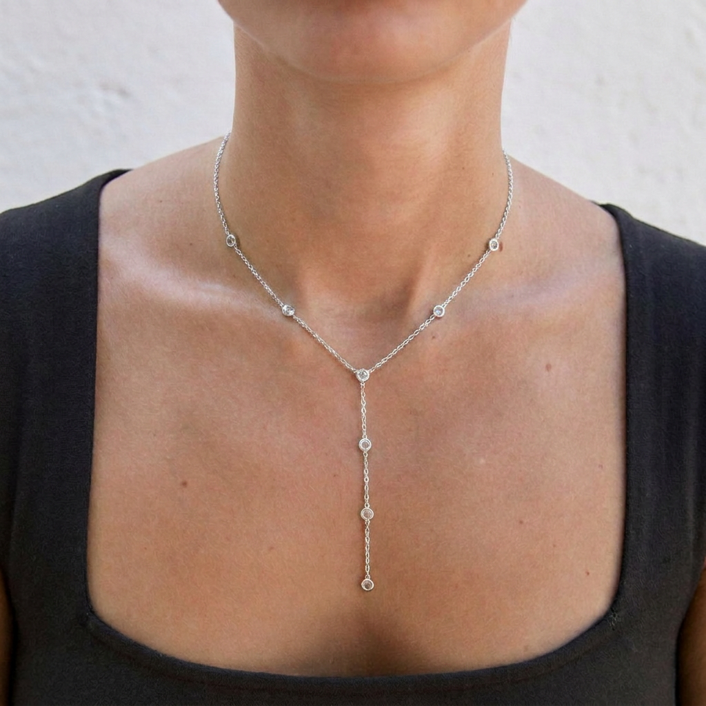 COLLAR DE ACERO PERLAS FLOTANTES