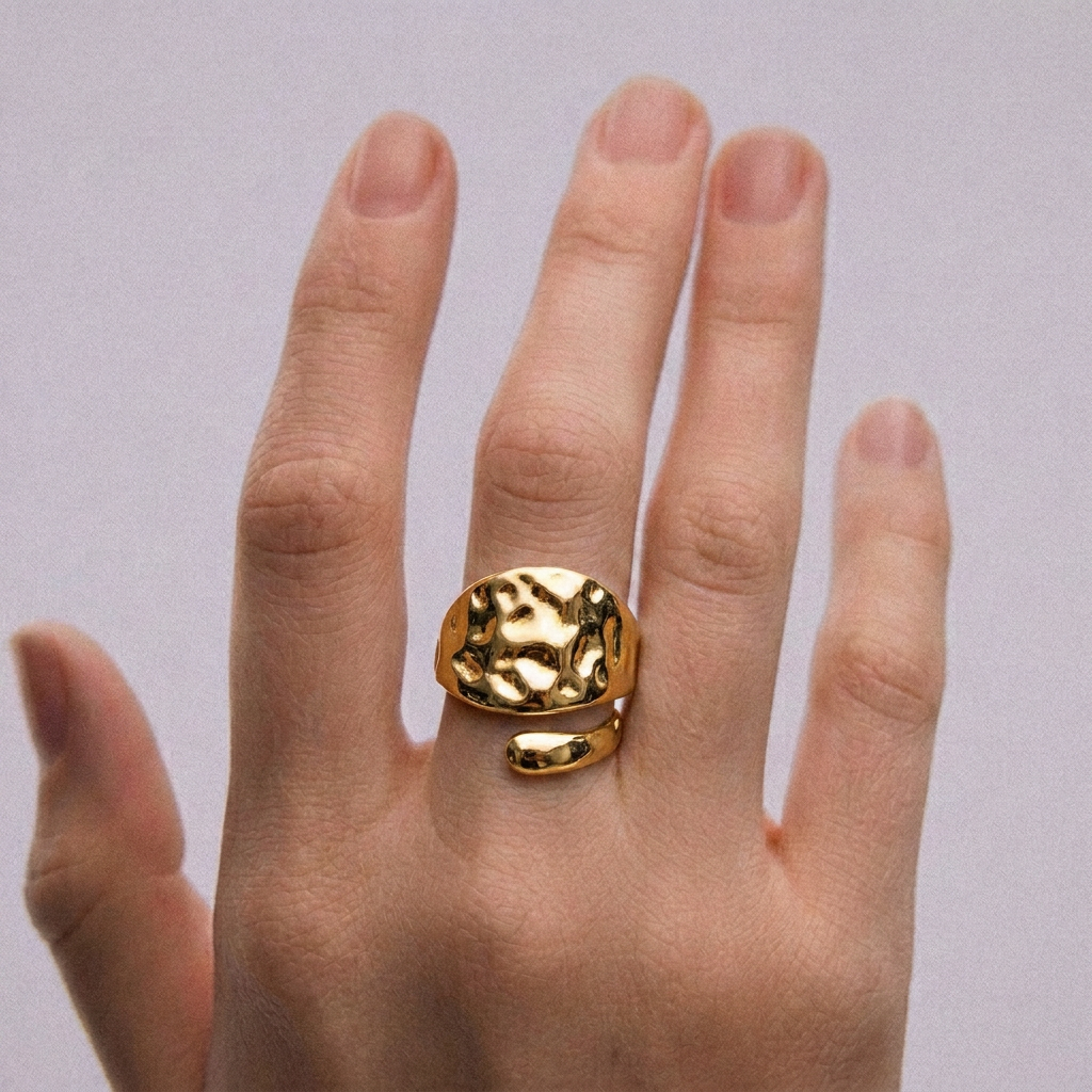 ANILLO DE ACERO MARTILLADO ABIERTO