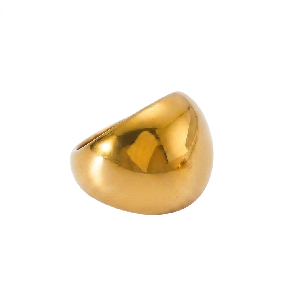 ANILLO DE ACERO DORADO ABOMBADO