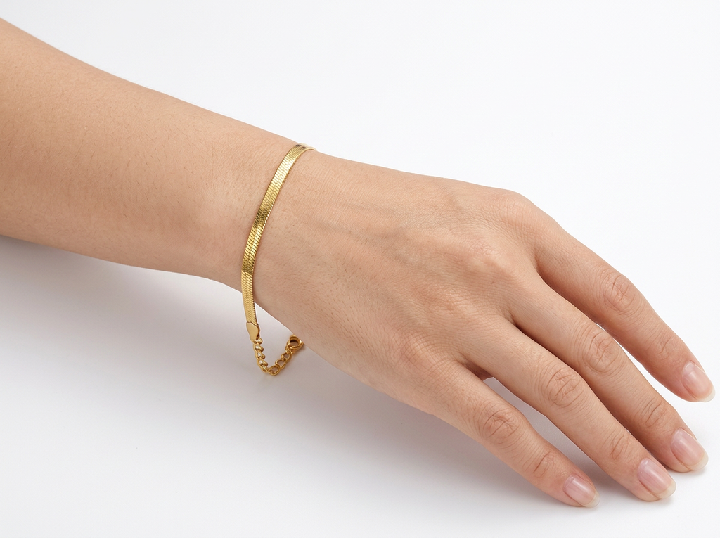 PULSERA DE ACERO DORADO CADENA ESPIGA