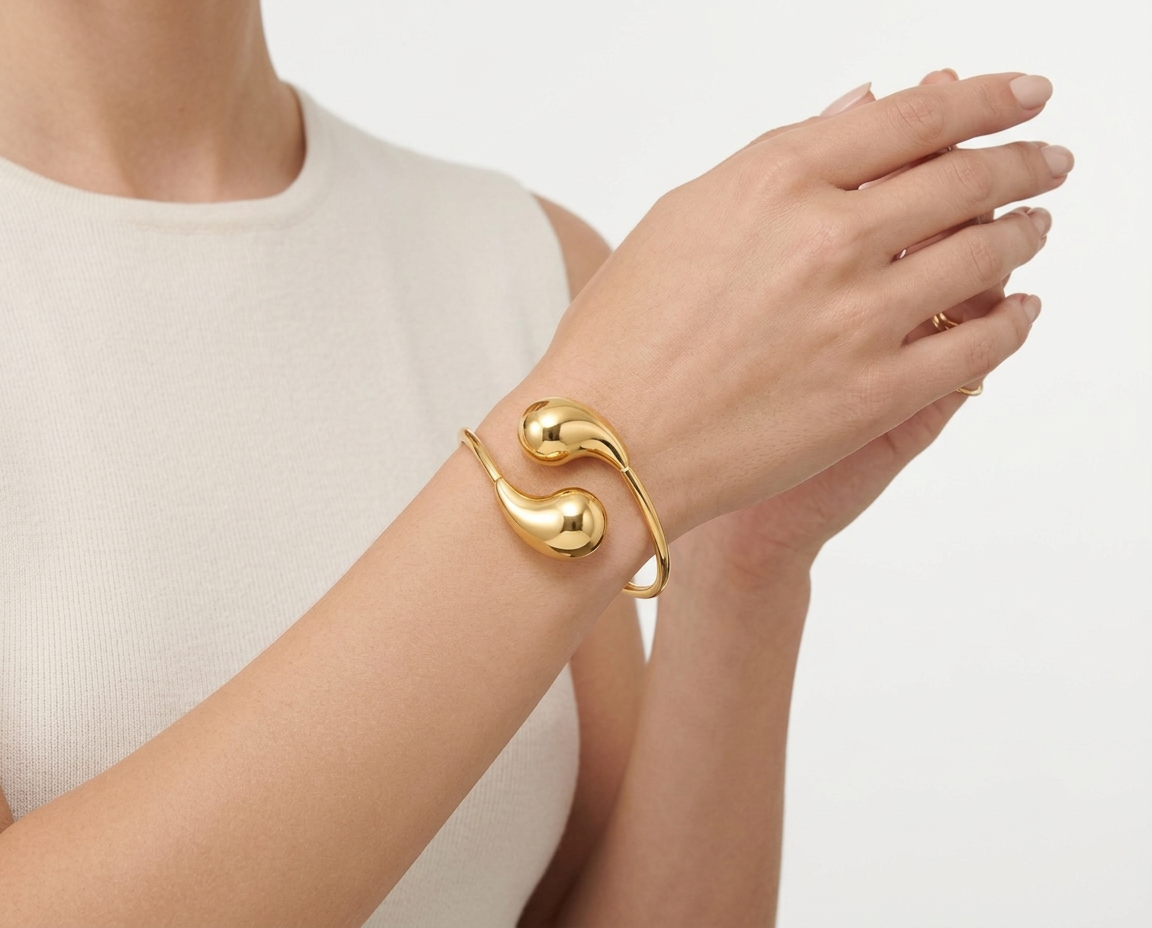 PULSERA DE ACERO DOBLE GOTA