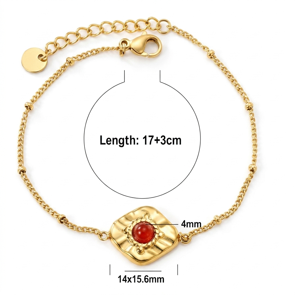 PULSERA DE ACERO DORADO CORNALINA