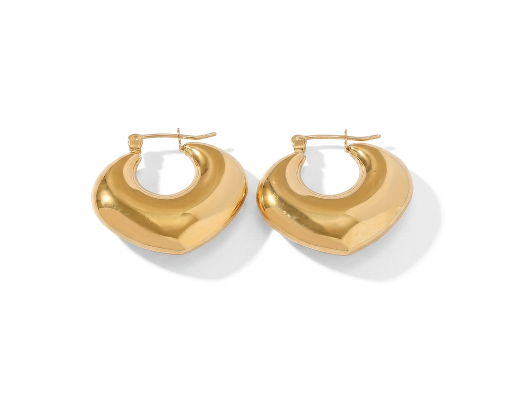 PENDIENTES DE ACERO DORADO AROS ABULTADOS