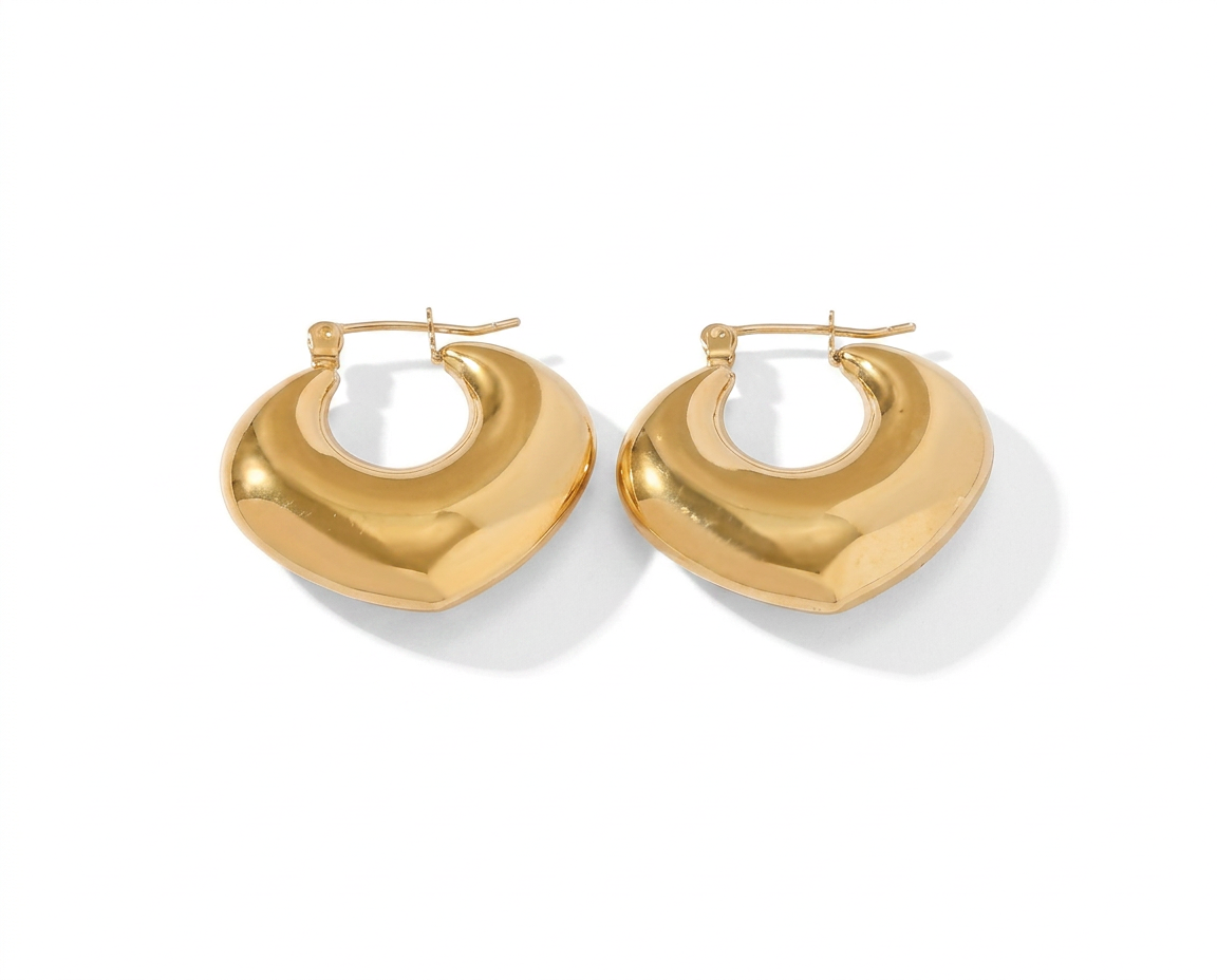 PENDIENTES DE ACERO DORADO AROS ABULTADOS