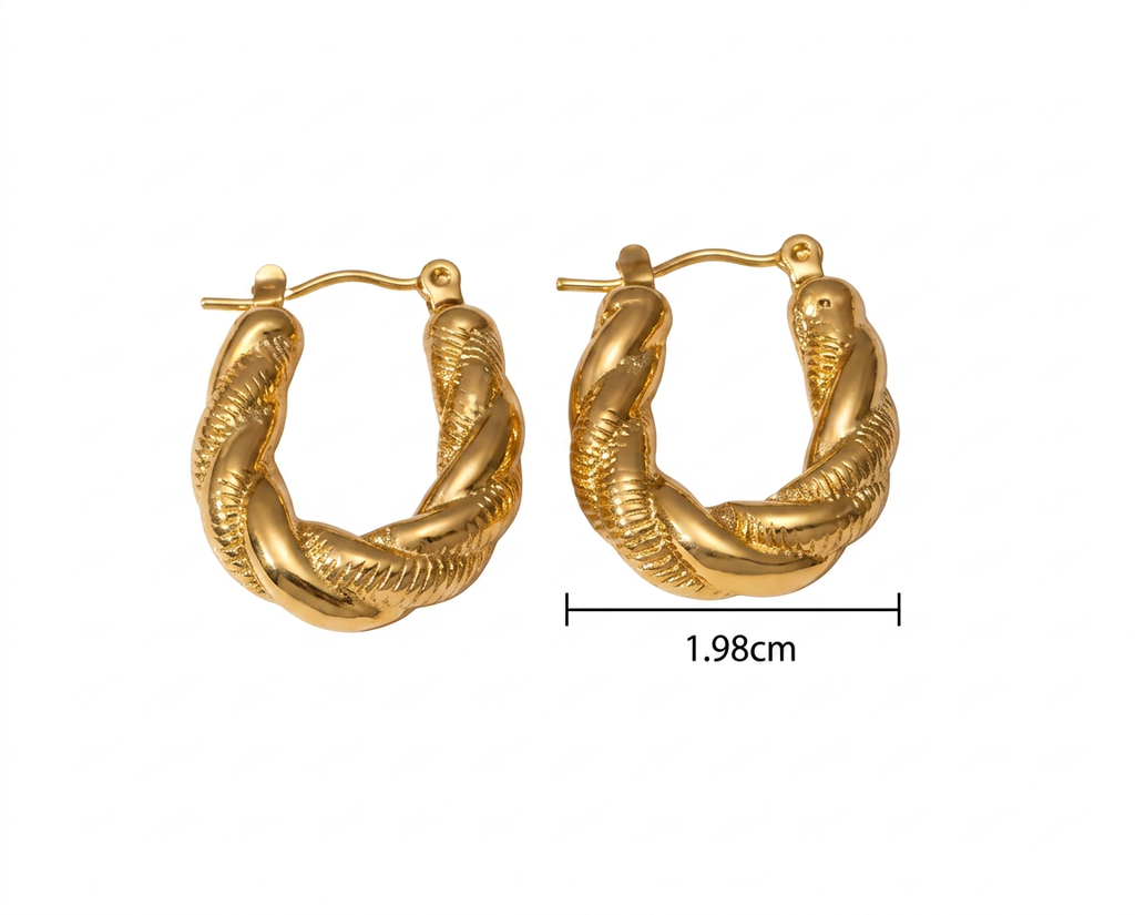 PENDIENTES DE ACERO DORADO AROS TRENZADOS