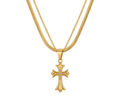 COLLAR DE ACERO DORADO CRUZ GÓTICA