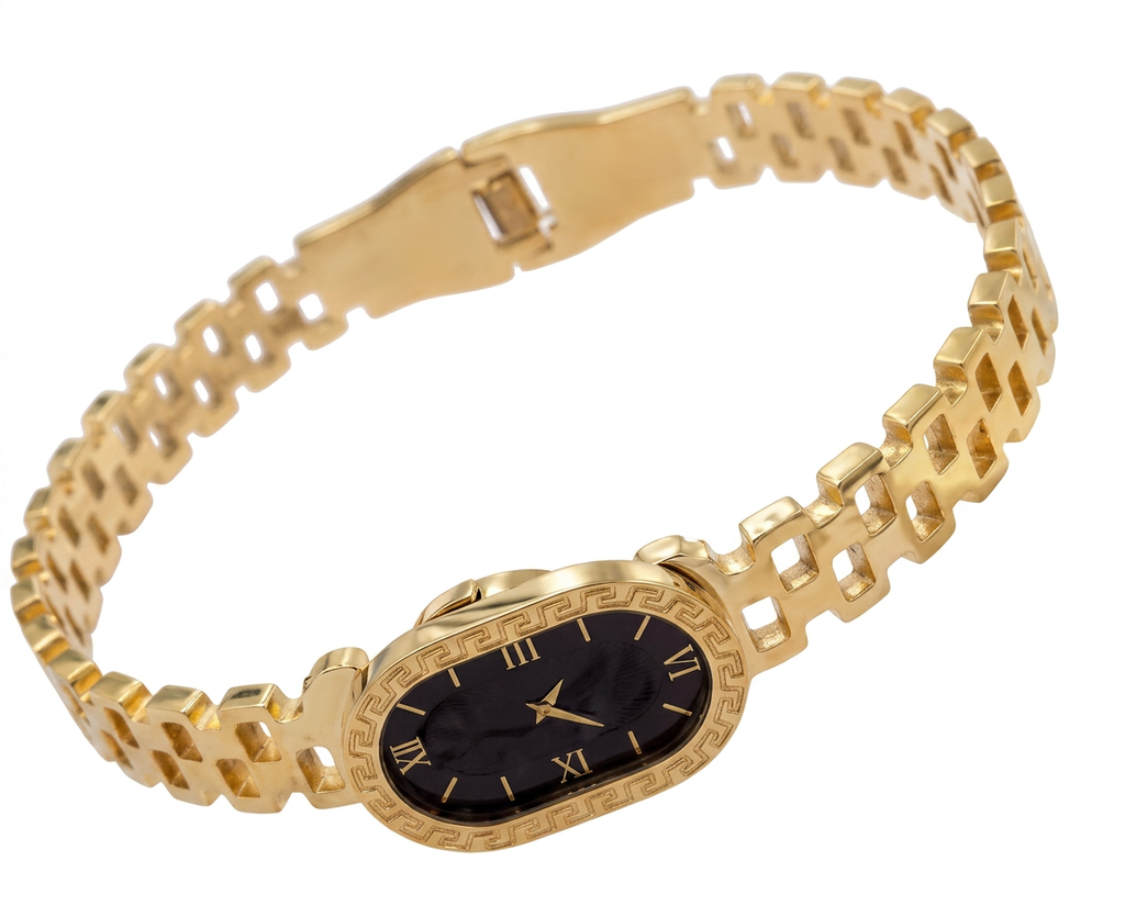 RELOJ DE ACERO DORADO ESFERA OVALADA VINTAGE
