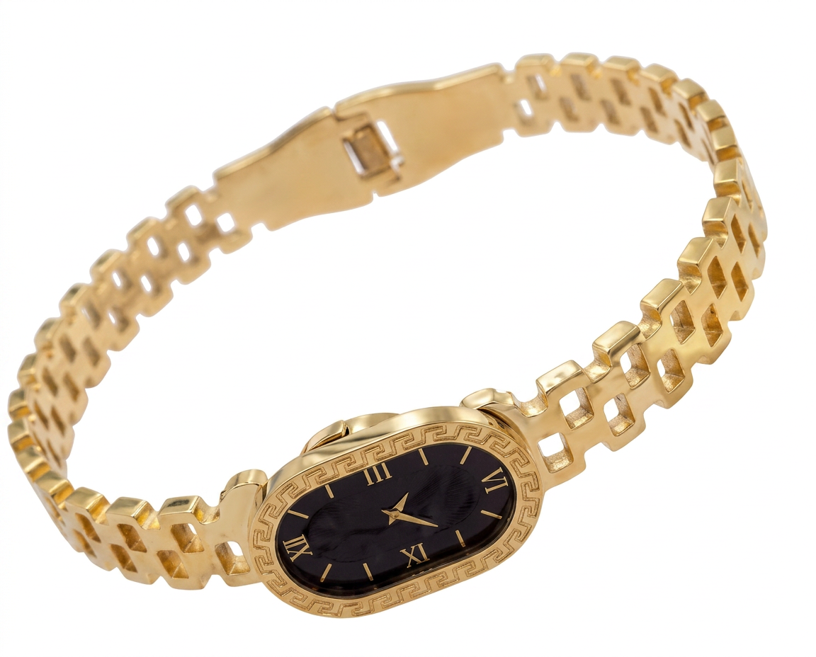 RELOJ DE ACERO DORADO ESFERA OVALADA VINTAGE