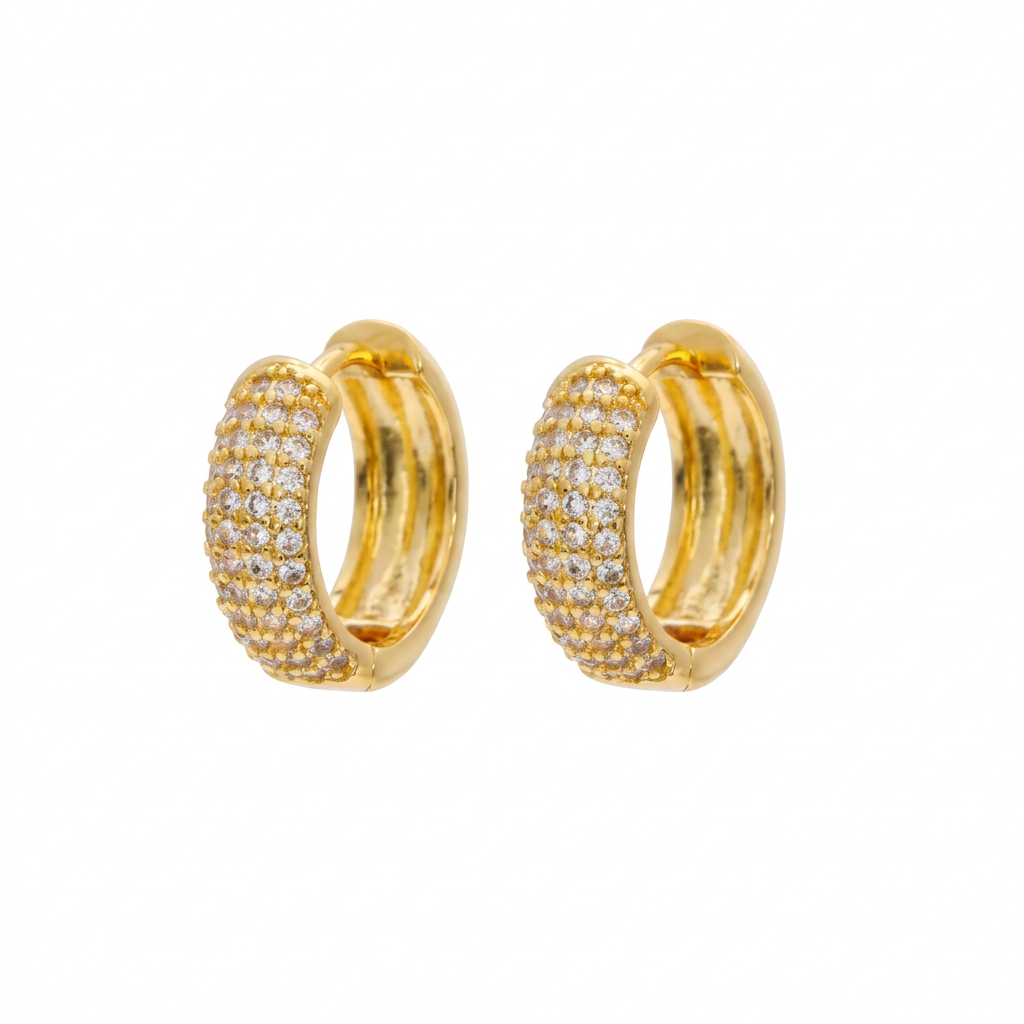 PENDIENTES DE ACERO AROS PAVÉ CIRCONITAS