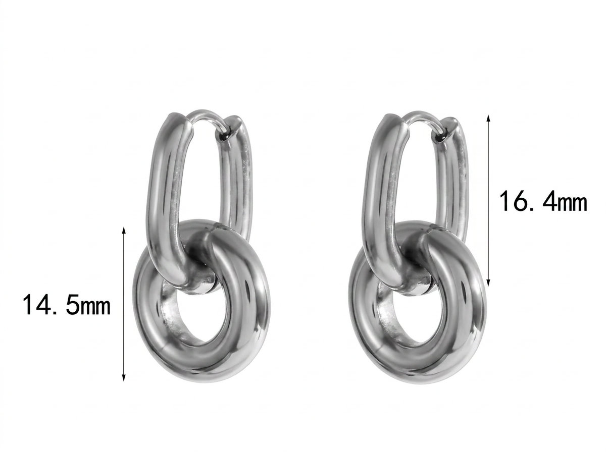 PENDIENTES DE ACERO PLATEADO DOBLE ESLABÓN