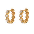 PENDIENTES DE ACERO DORADO AROS CIRCONITAS Y BOLITAS