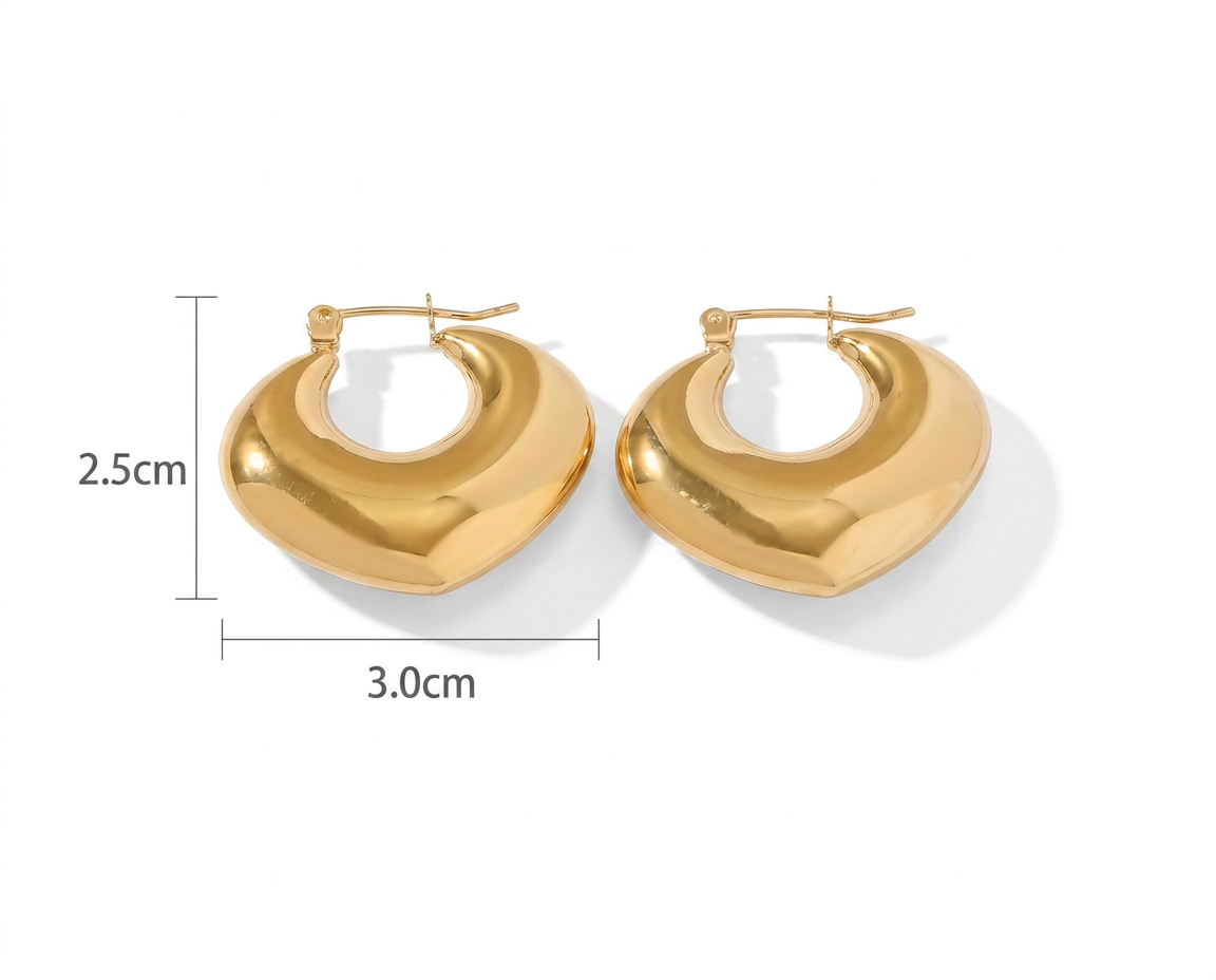 PENDIENTES DE ACERO DORADO AROS ABULTADOS