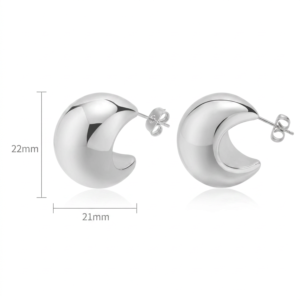 PENDIENTES DE ACERO PLATEADO ABOMBADOS