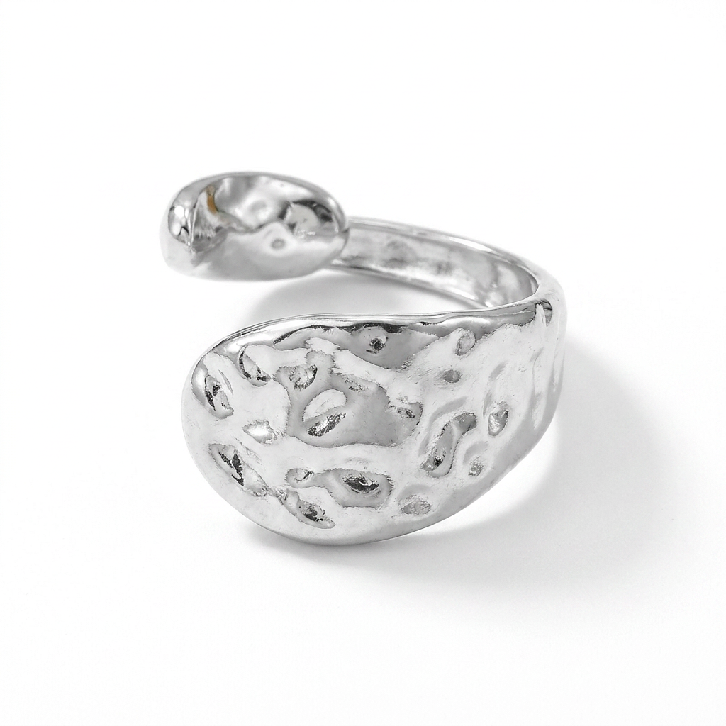 ANILLO DE ACERO MARTILLADO ABIERTO