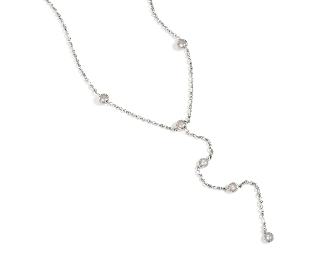 COLLAR DE ACERO PERLAS FLOTANTES
