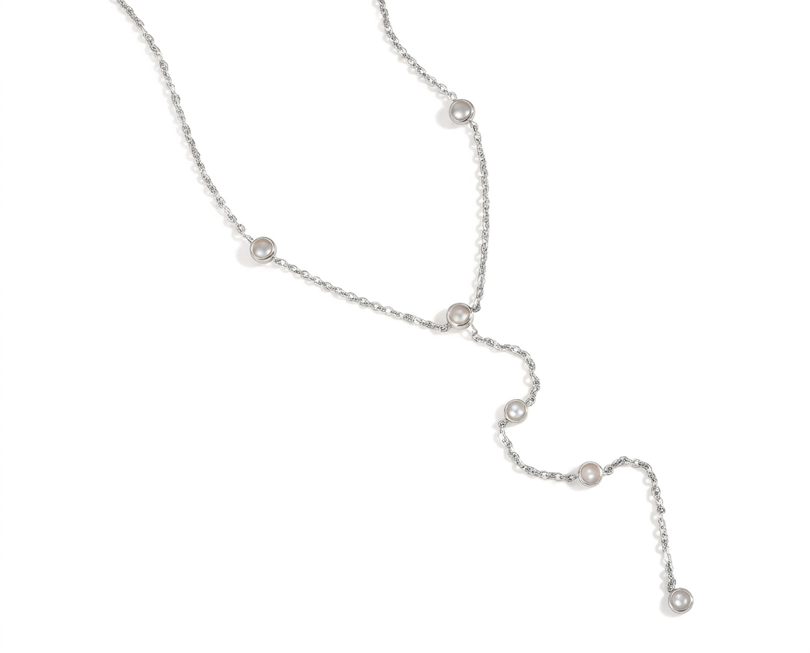 COLLAR DE ACERO PERLAS FLOTANTES