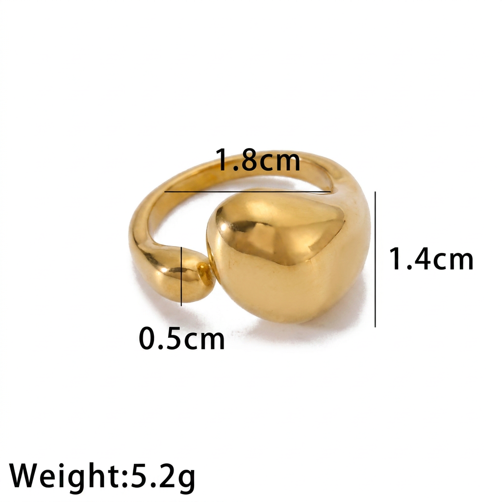 ANILLO DE ACERO DORADO GOTA ABIERTO