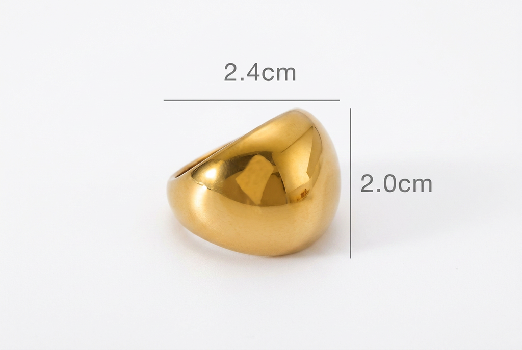 ANILLO DE ACERO DORADO ABOMBADO