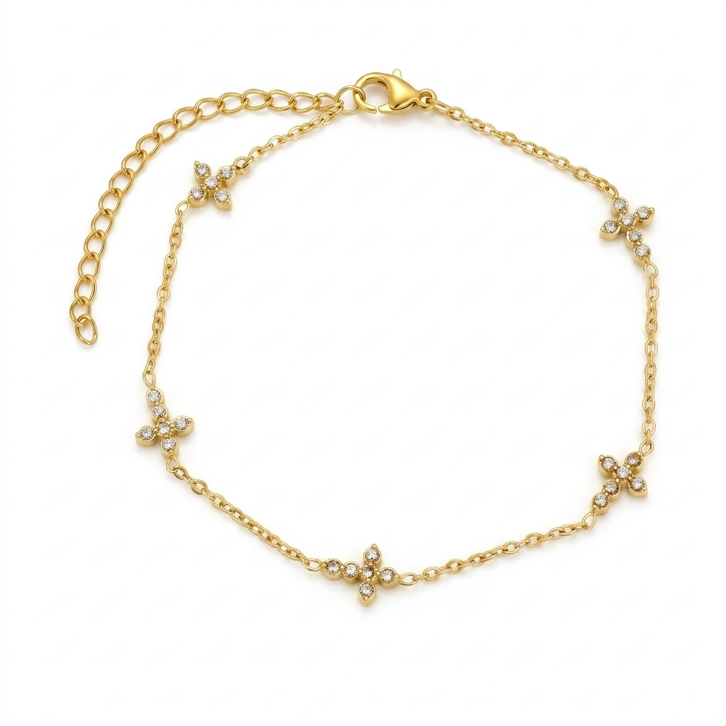 PULSERA DE ACERO CRUCES CIRCONITAS