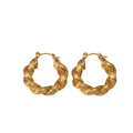PENDIENTES DE ACERO DORADO AROS CUERDA TRENZADA